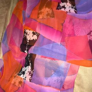 Rectangular silk multicolor scarf